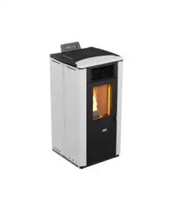 Stufa a pellet canalizzata canadian stove "design 10c" bianco 8,7 kw